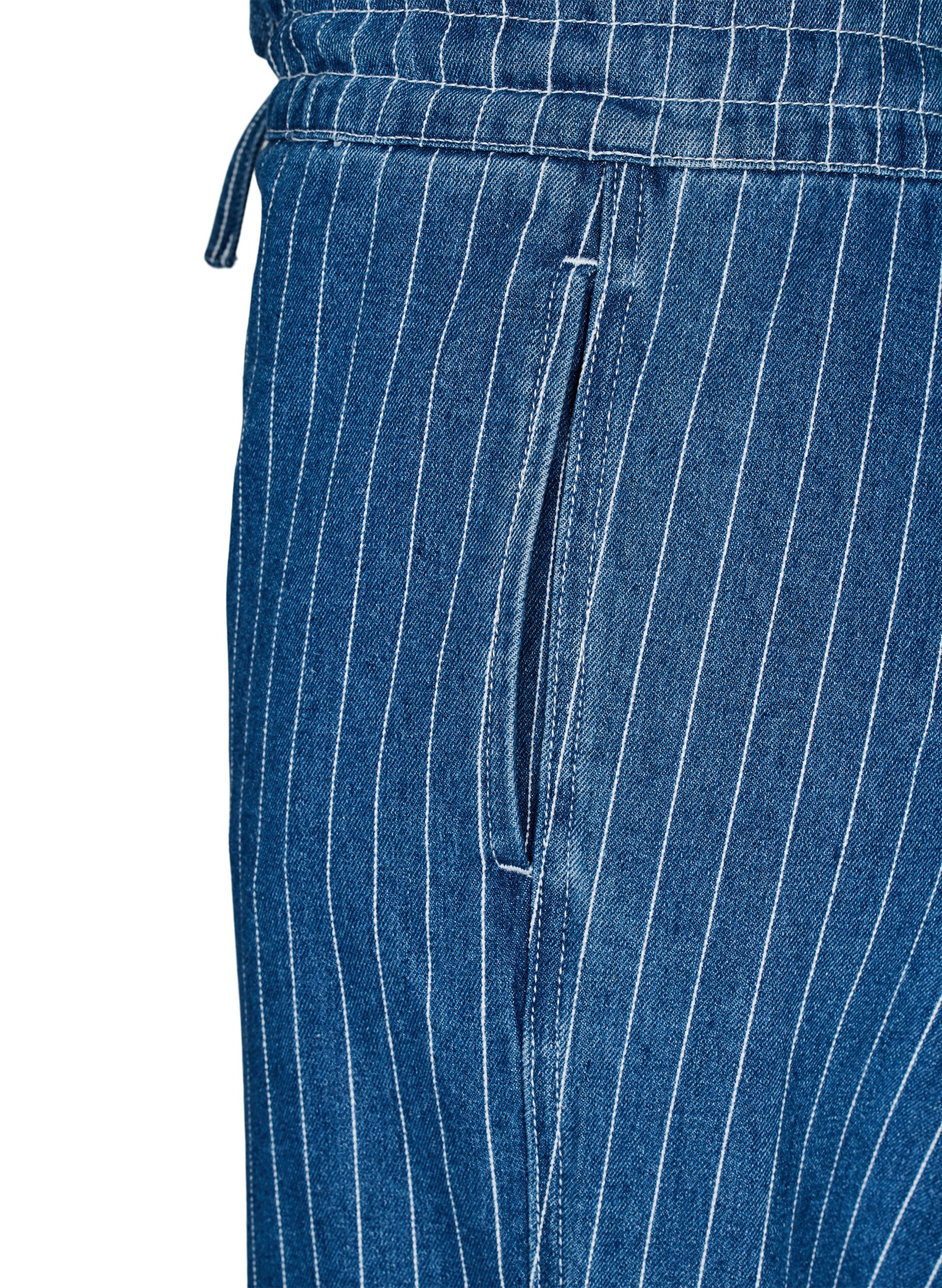 Zizzi Denim jeans met wijde pijpen en strepen, Blauw, Packshot image number 3