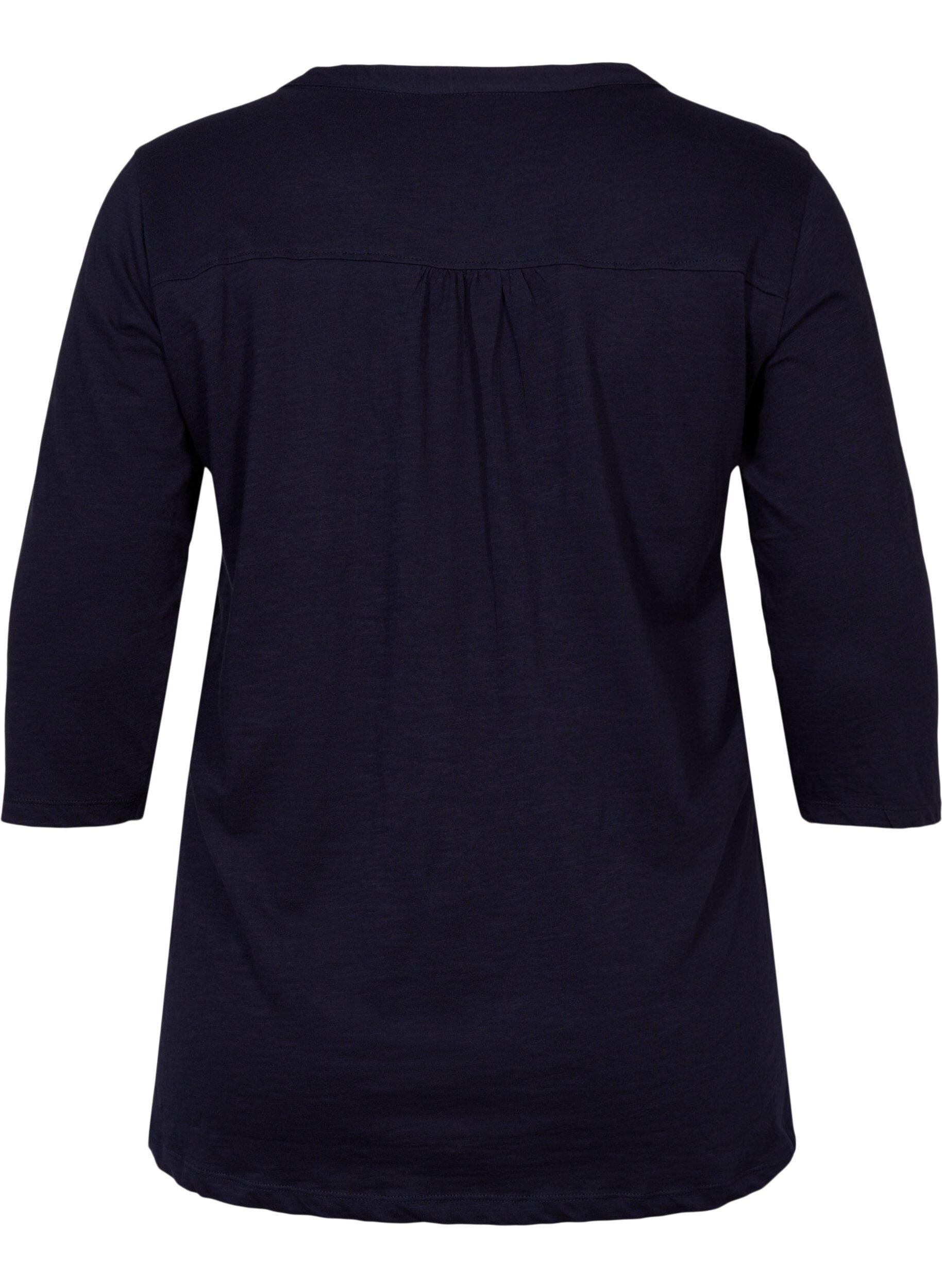 Zizzi Katoenen blouse met 3/4-mouwen, Night Sky, Packshot image number 1