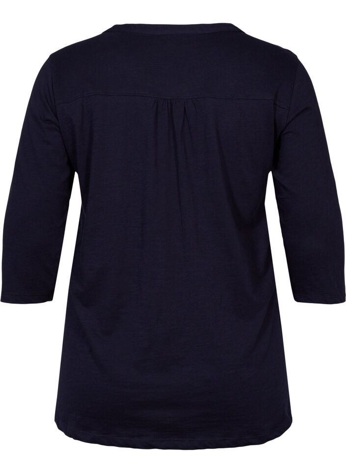 Katoenen blouse met 3/4-mouwen, Night Sky, Packshot image number 1