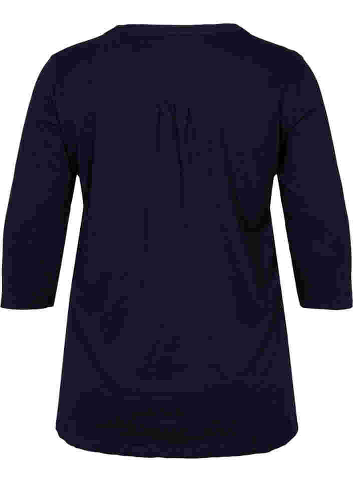 Katoenen blouse met 3/4-mouwen, Night Sky, Packshot image number 1