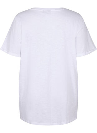 Effen kleur oversized v-hals t-shirt, Bright White, Packshot image number 1
