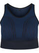 Naadloze sportbeha met strepen, Black w. Blue Depths, Packshot image number 0