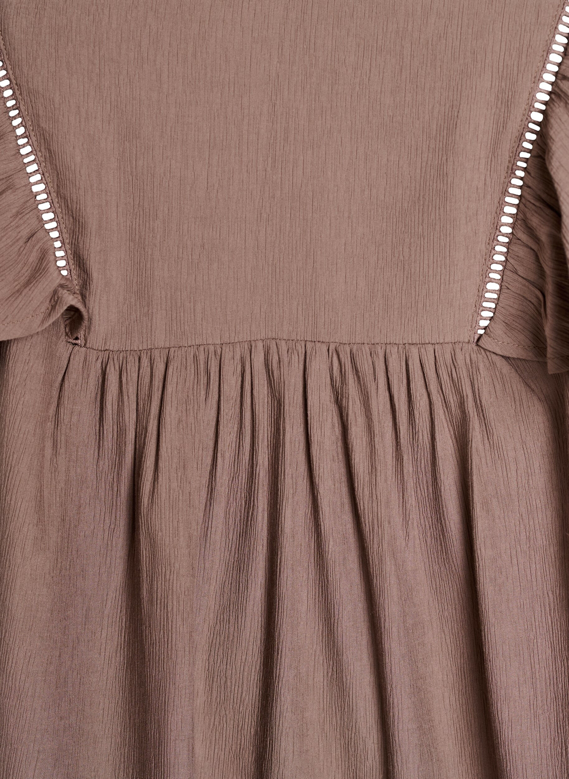 Zizzi Blouse met korte mouwen met ruches, Bruin, Packshot image number 2