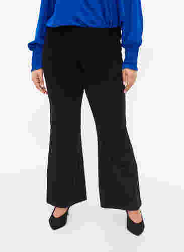 Fluwelen broek met bootcuts, Black, Model image number 2