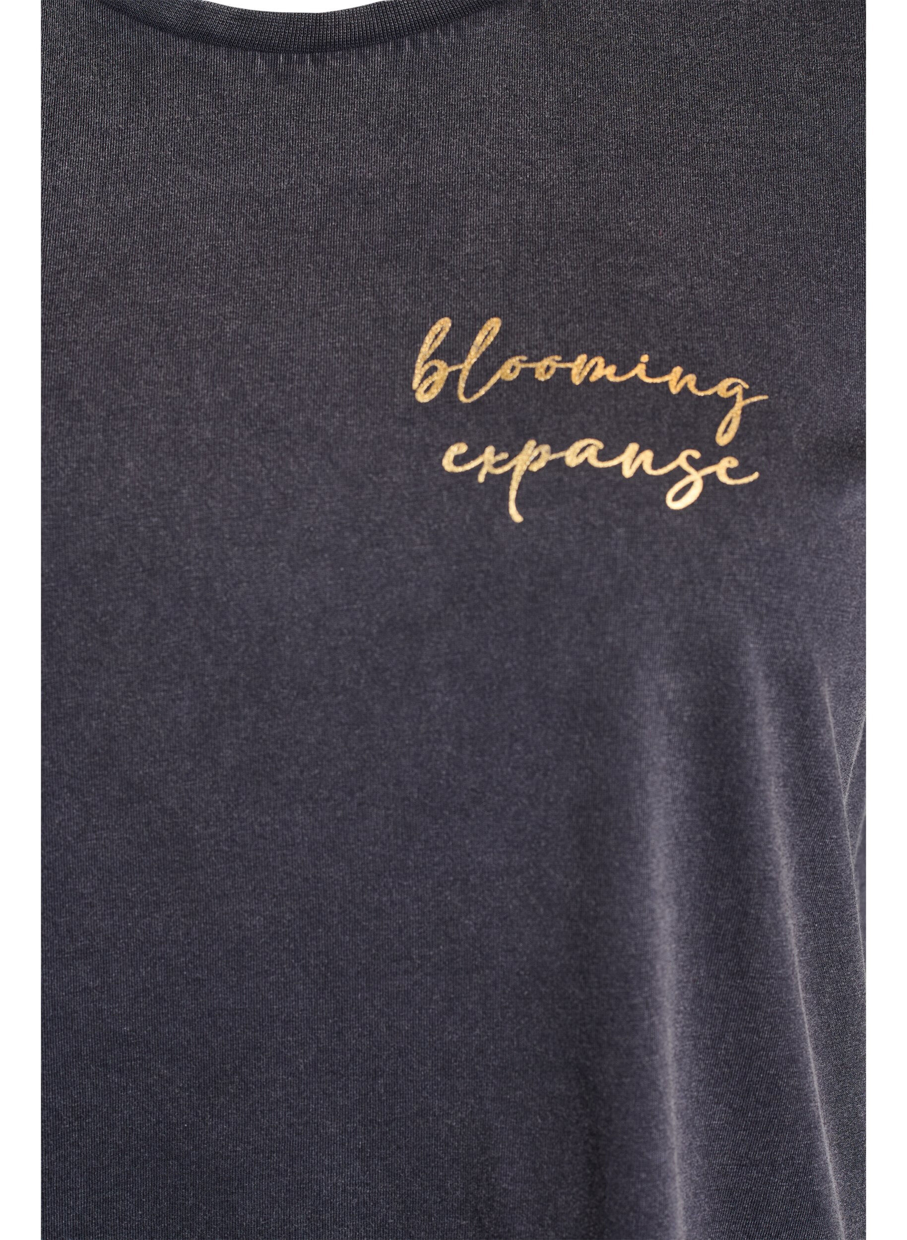 Zizzi T-shirt in biologisch katoen met een coole print, Grijs, Packshot image number 2