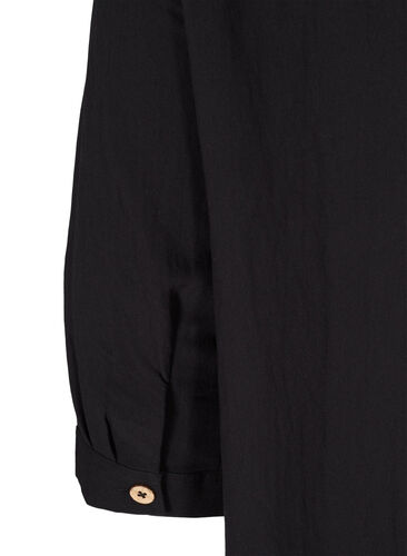 Viscose blouse met knopen en v-hals, Black, Packshot image number 3