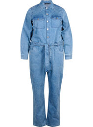 Jumpsuit van denim met lange mouwen, Light Blue Denim