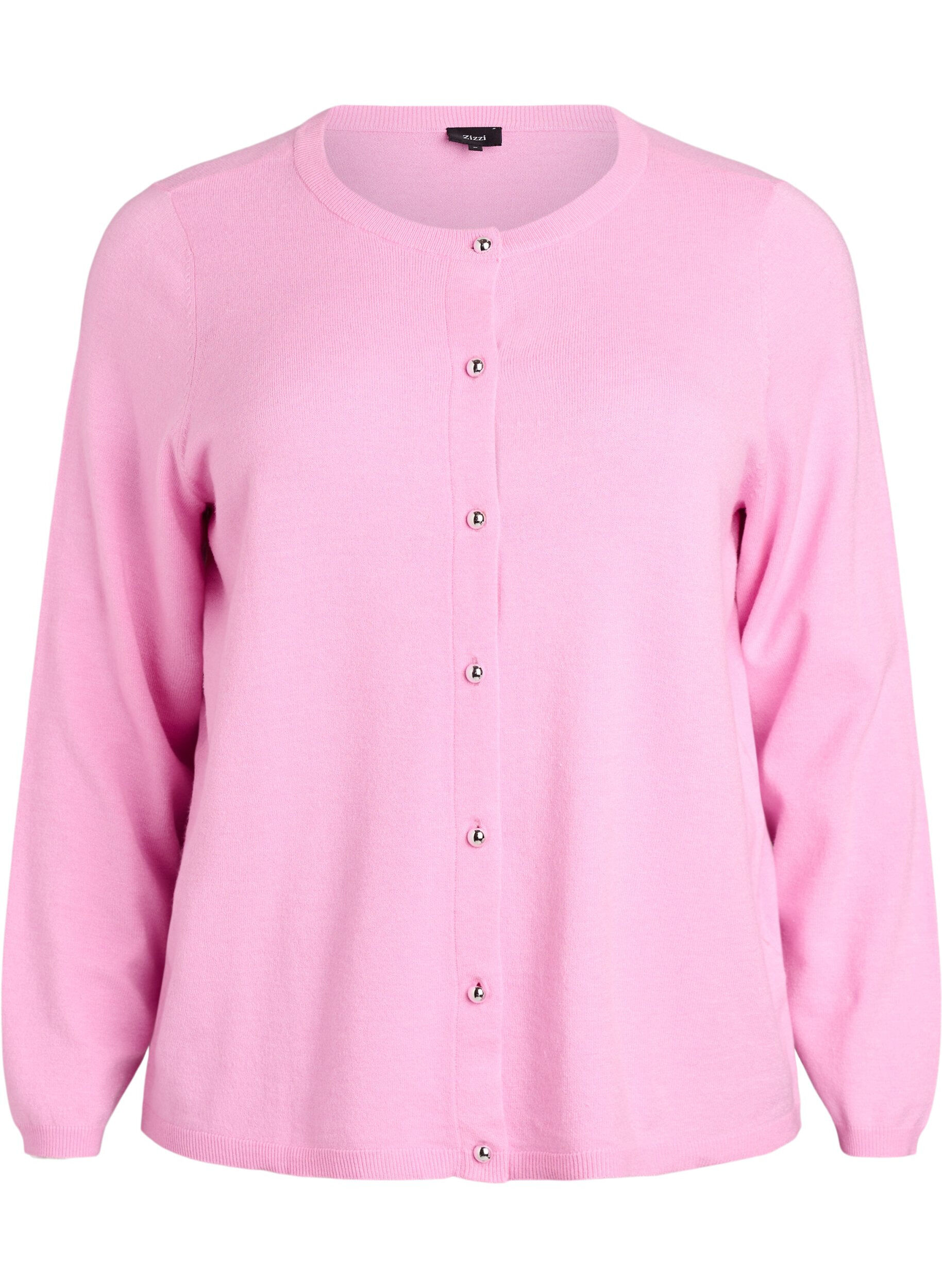 ZizziCardigan met ronde knopen, Roze, Packshot image number 0