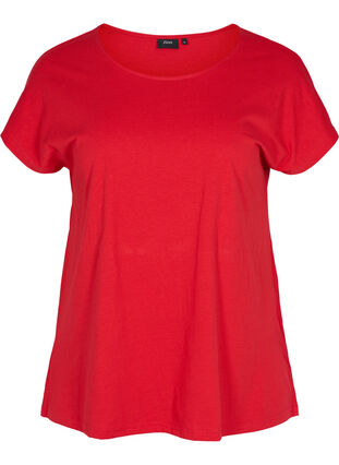 T-shirt met mix van katoen, Tango Red, Packshot image number 0