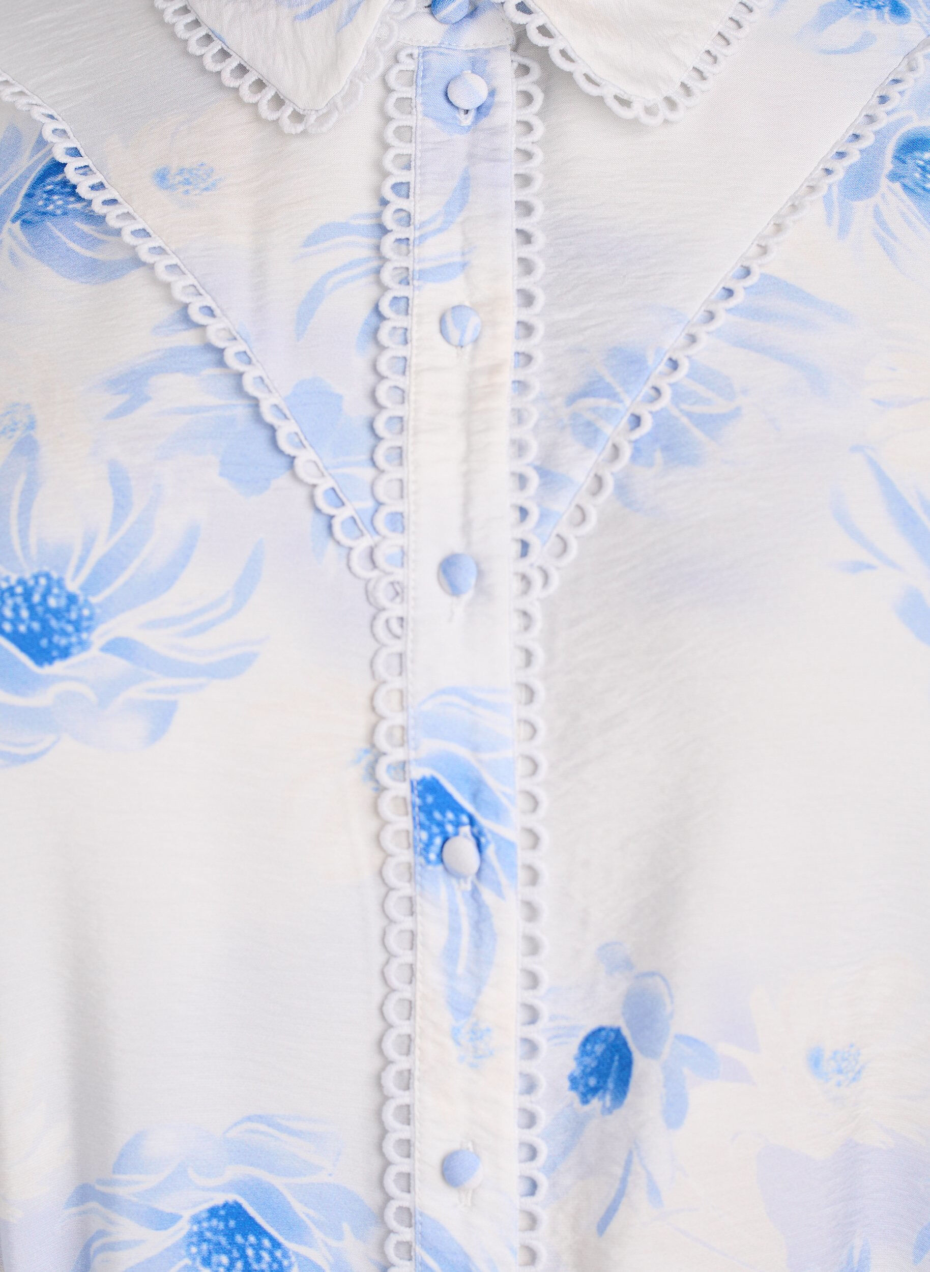 Zizzi Floral midi-jurk met een riem en lange mouwen, Blauw, Packshot image number 2