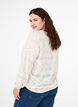 Blouse met lange mouwen, V-hals en gaatjespatroon, Antique White, Model image number 1