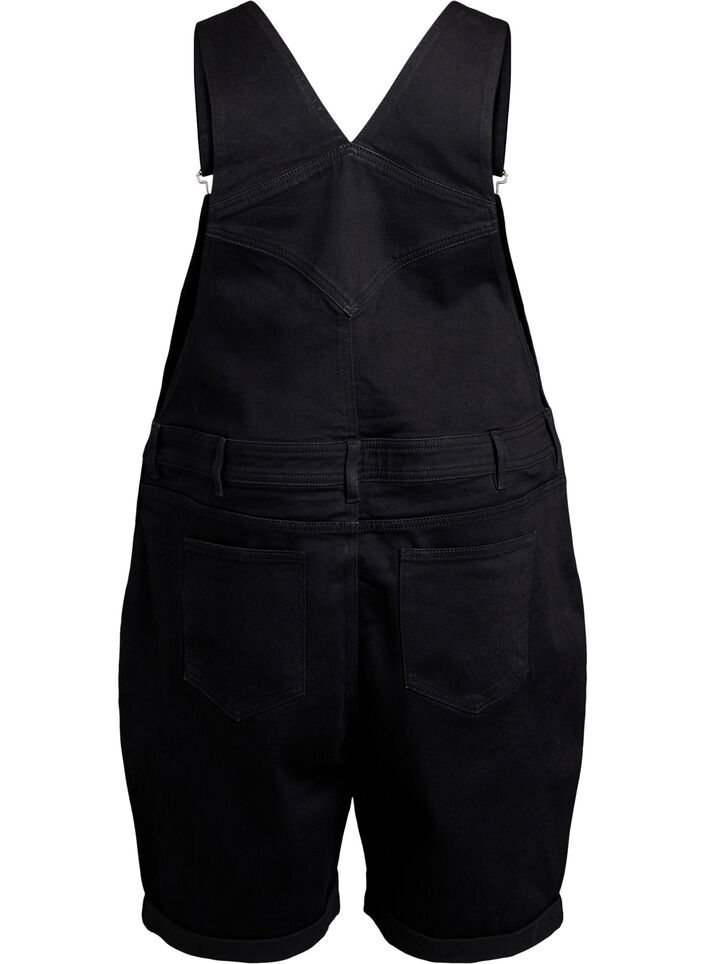 Denim overalls korte broek, Zwart, Packshot image number 1