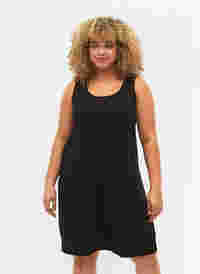 Mouwloze katoenen jurk met a-vorm, Black, Model