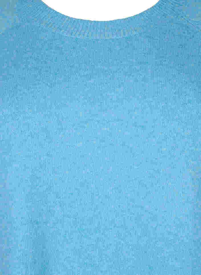 Gemêleerde gebreide blouse met knopen, River Blue WhiteMel., Packshot image number 2