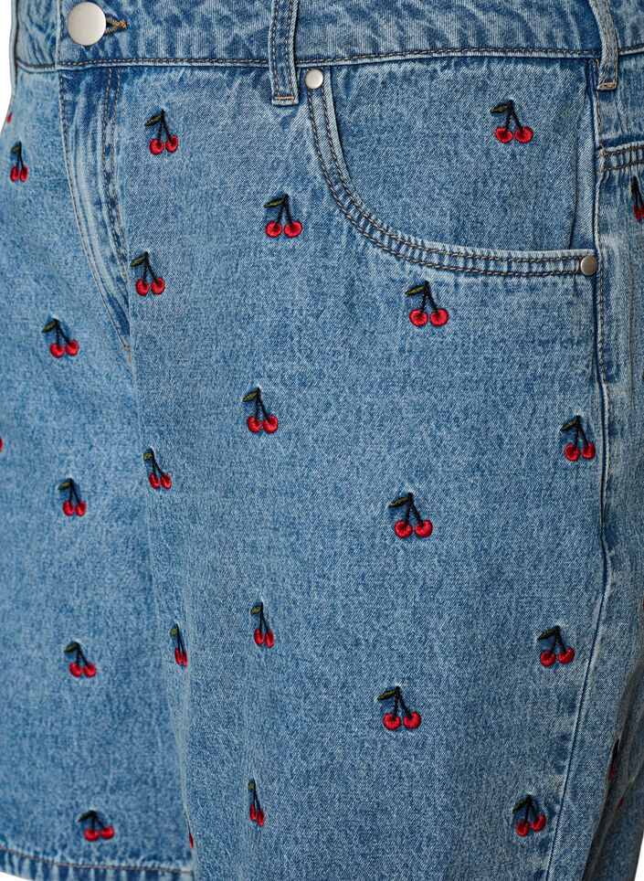 Geborduurde denim shorts, Blauw, Packshot image number 2