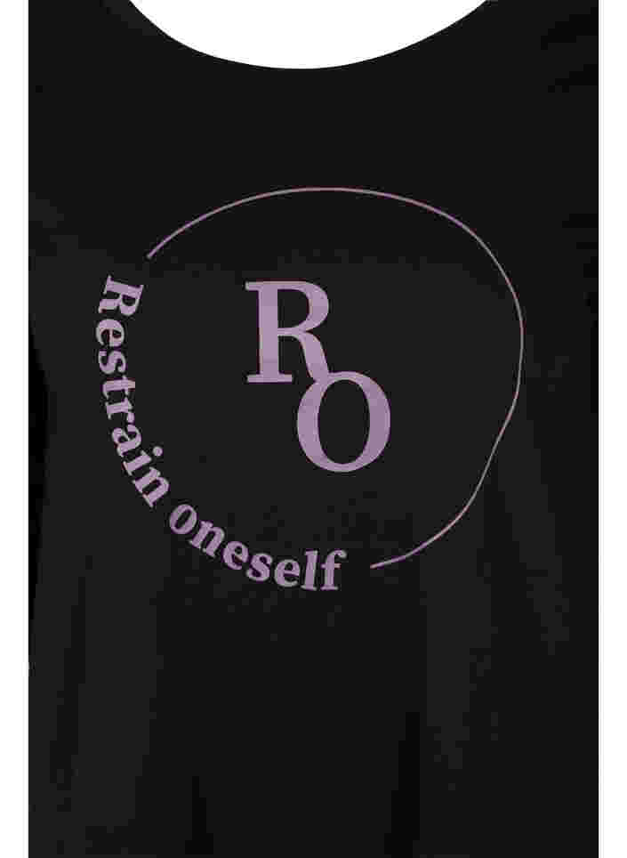 Katoenen t-shirt met 3/4 mouwen, Black RO, Packshot image number 2