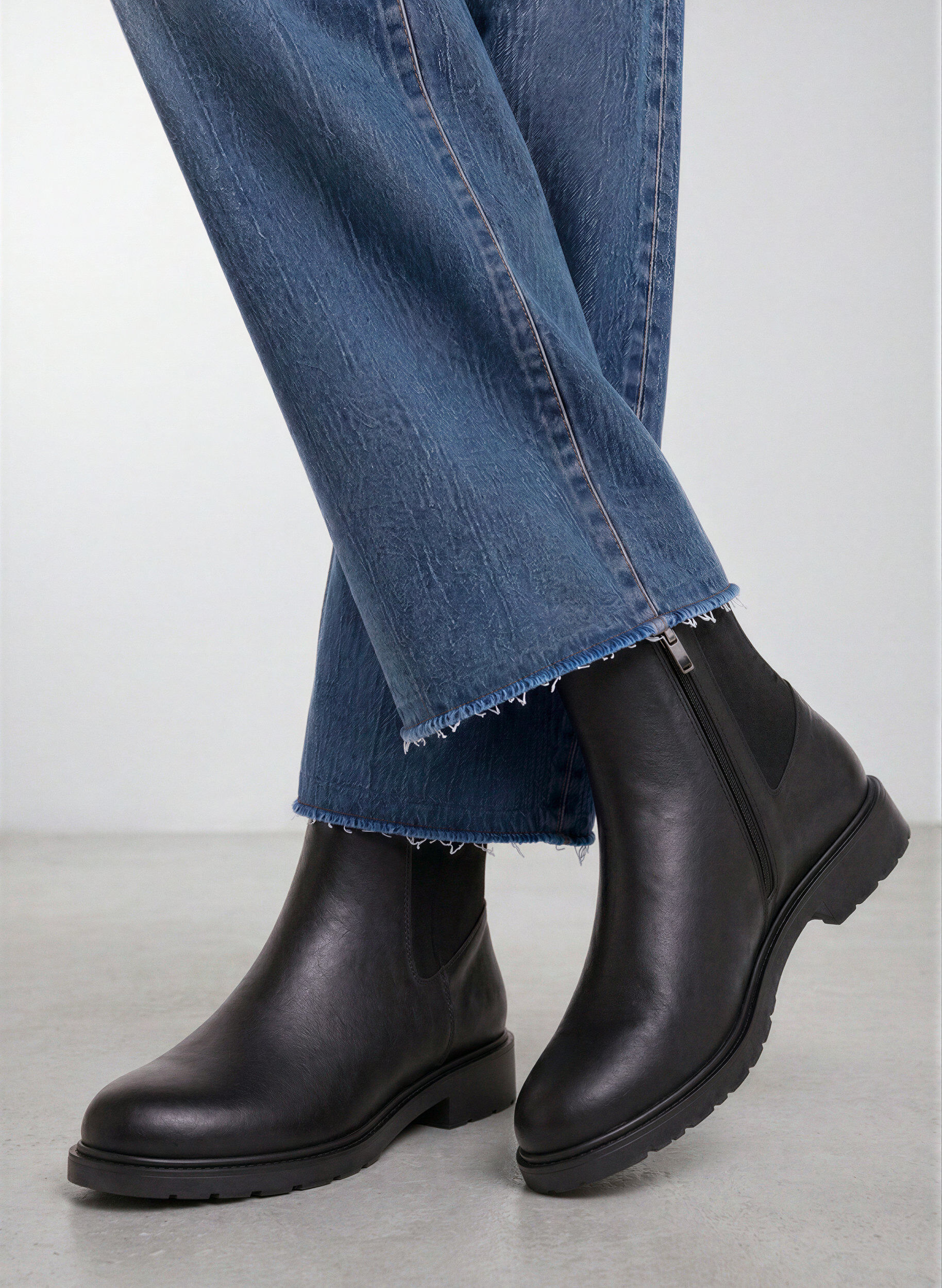 ZizziLeren Chelsea boot met elastisch paneel, Zwart, Image image number 0