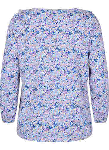 Bedrukte blouse met ruches, Purple Ditzy Flower, Packshot image number 1