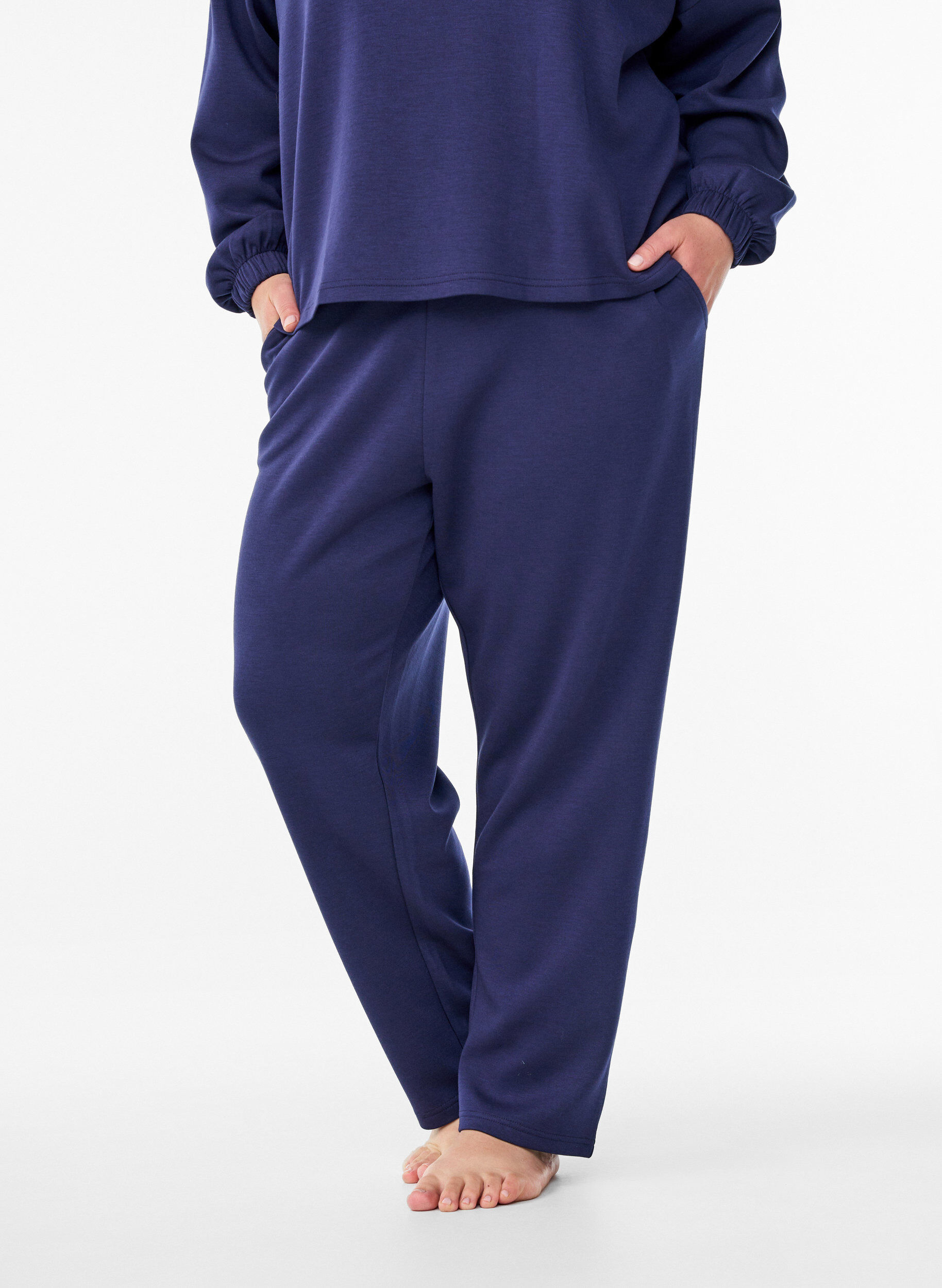 Zizzi Losse broek van modalmix, Blauw, Model image number 2