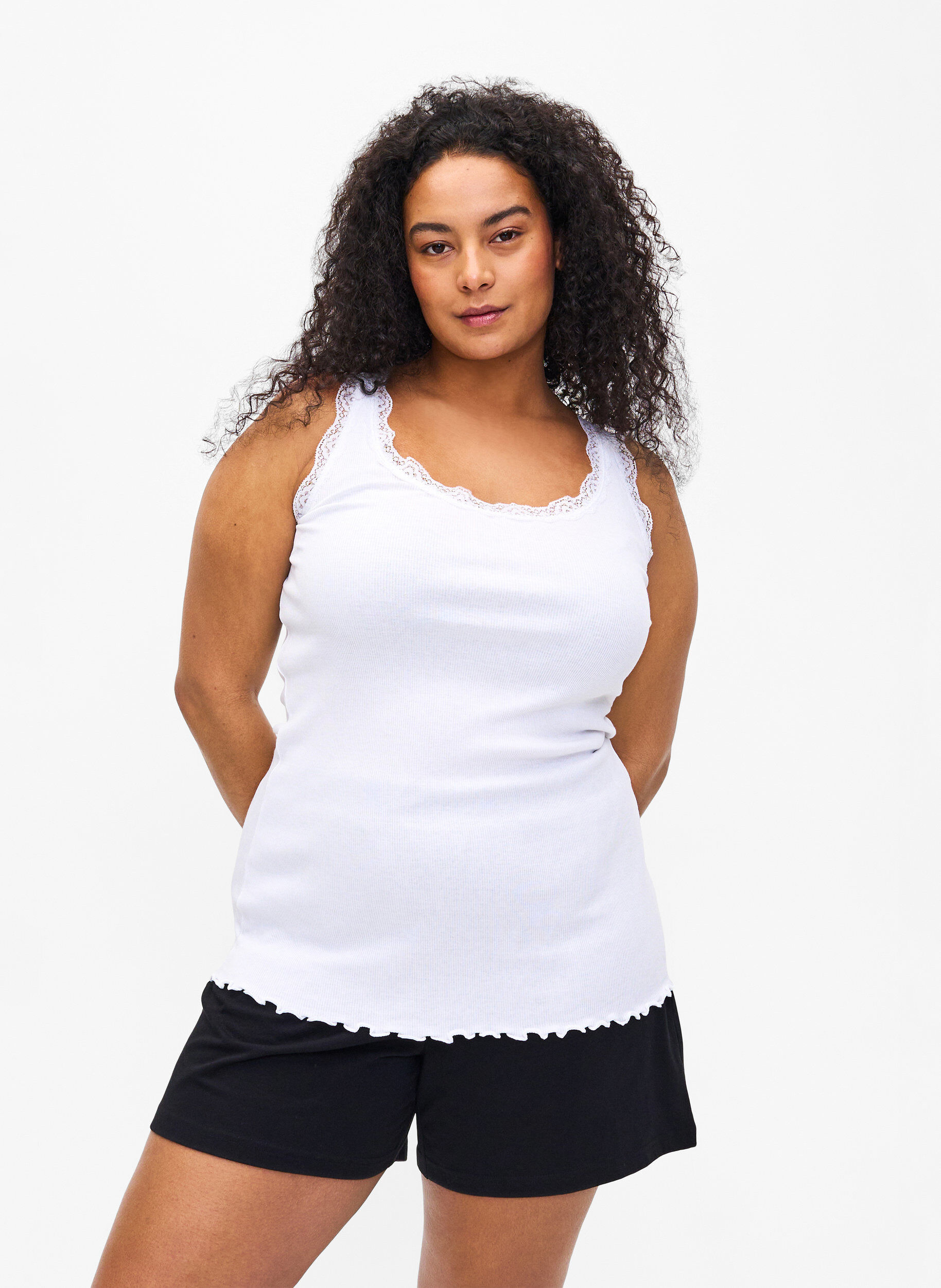 Top met kant, Wit, Model