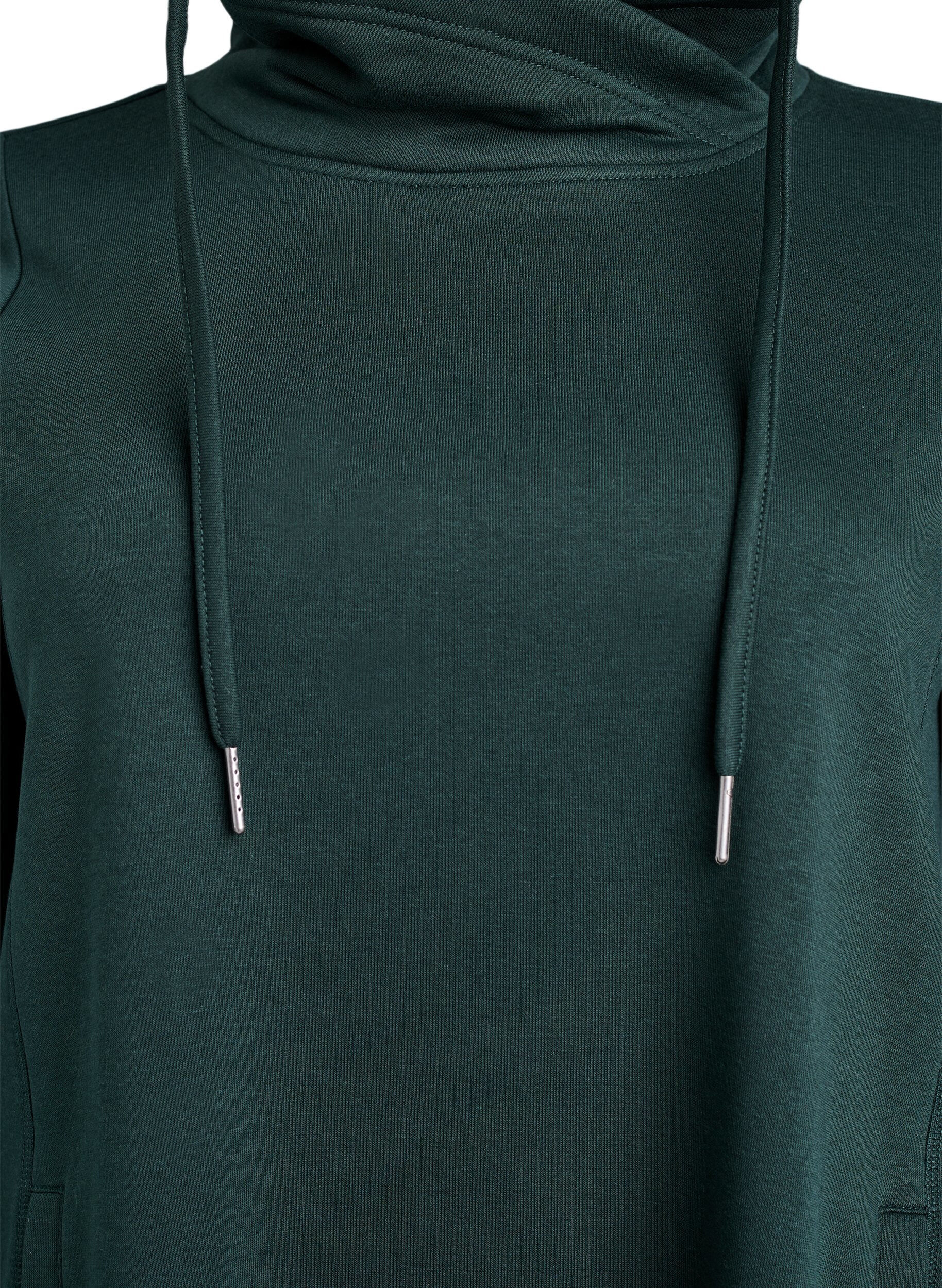 ZizziKort sweatshirt jurk met hoge kraag en zakken, Groen, Packshot image number 2