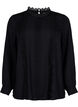 Blouse met lange mouwen en kant, Black, Packshot image number 0