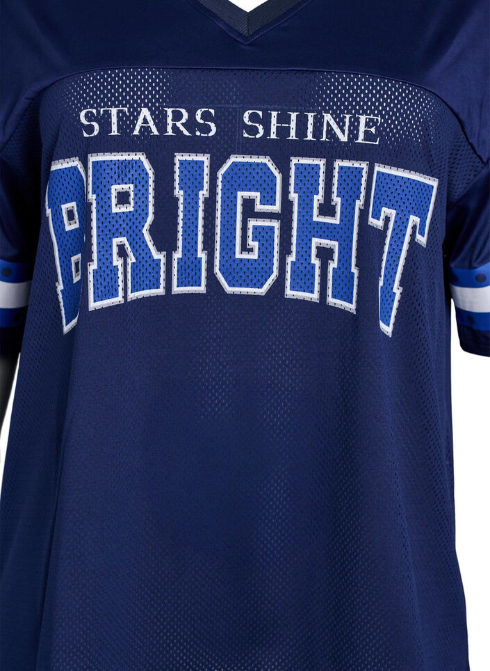 Workout T-shirt met V-hals en frontprint, Blauw, Packshot image number 2