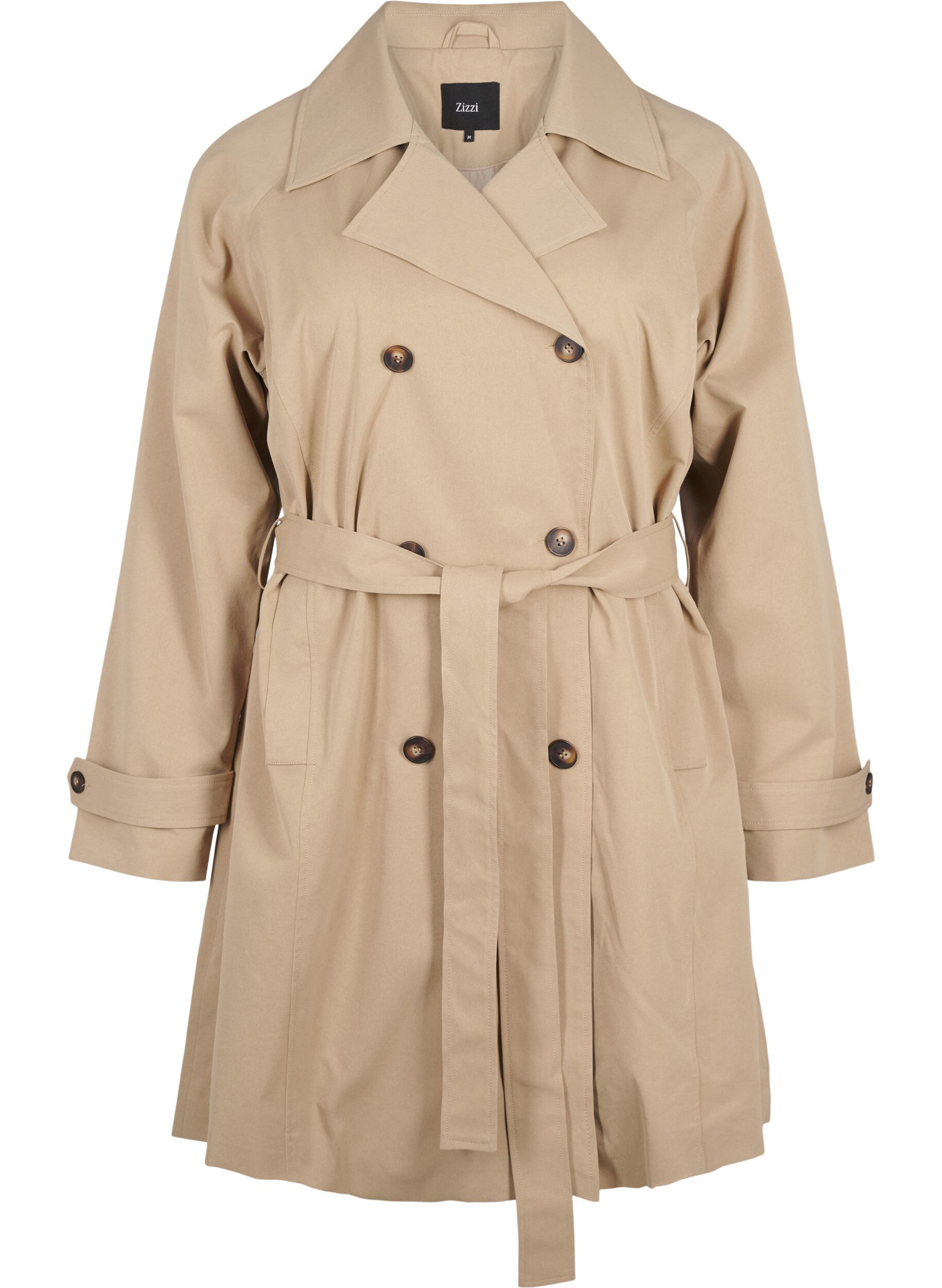 Zizzi Halflange trenchcoat met ceintuur, Incense, Packshot image number 0