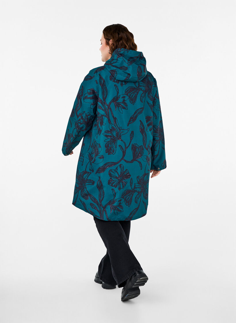 Regenjas met print, Deep Teal Black, Model image number 1
