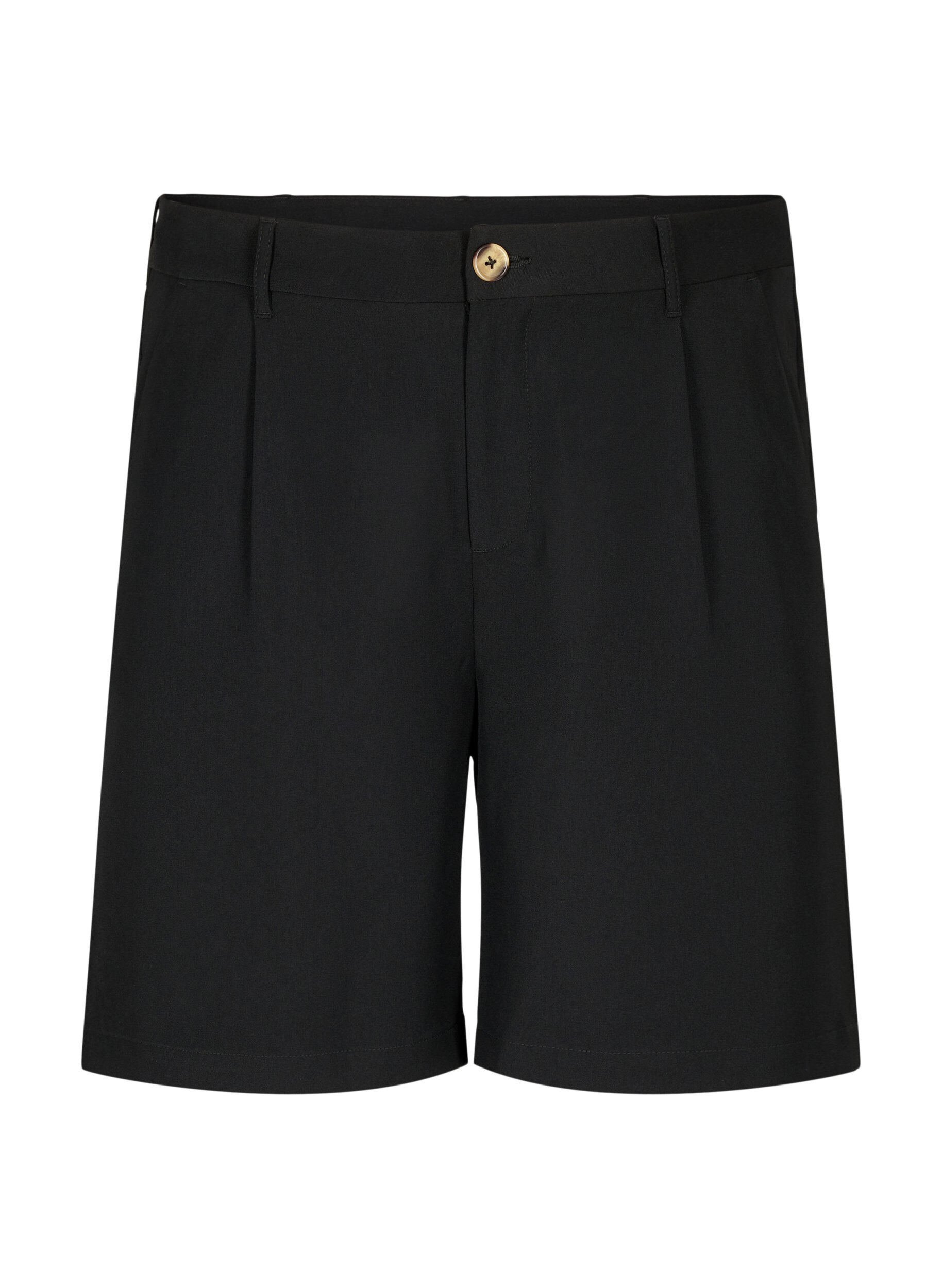 Zizzi Bermuda korte broek met hoge taille, Black, Packshot image number 0