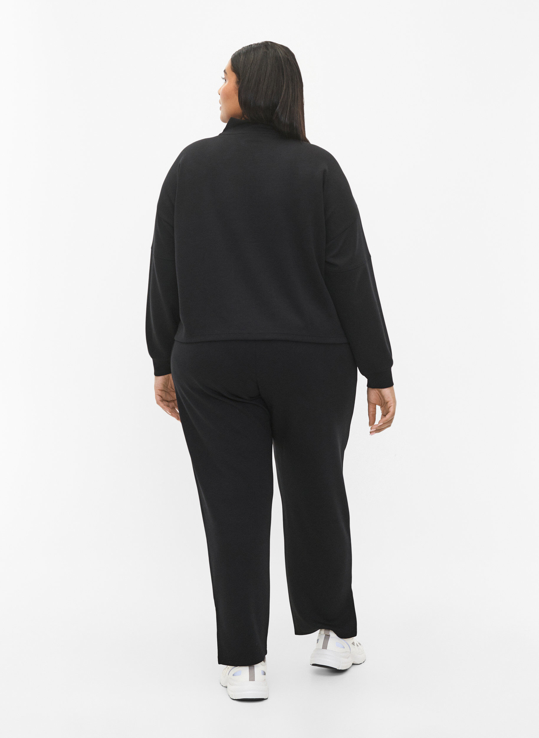 Zizzi Broek in modalmix met split, Black, Model image number 1