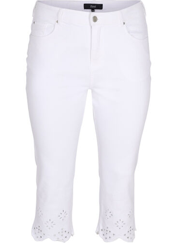 Driekwart broek met borduursel anglaise, White, Packshot image number 0