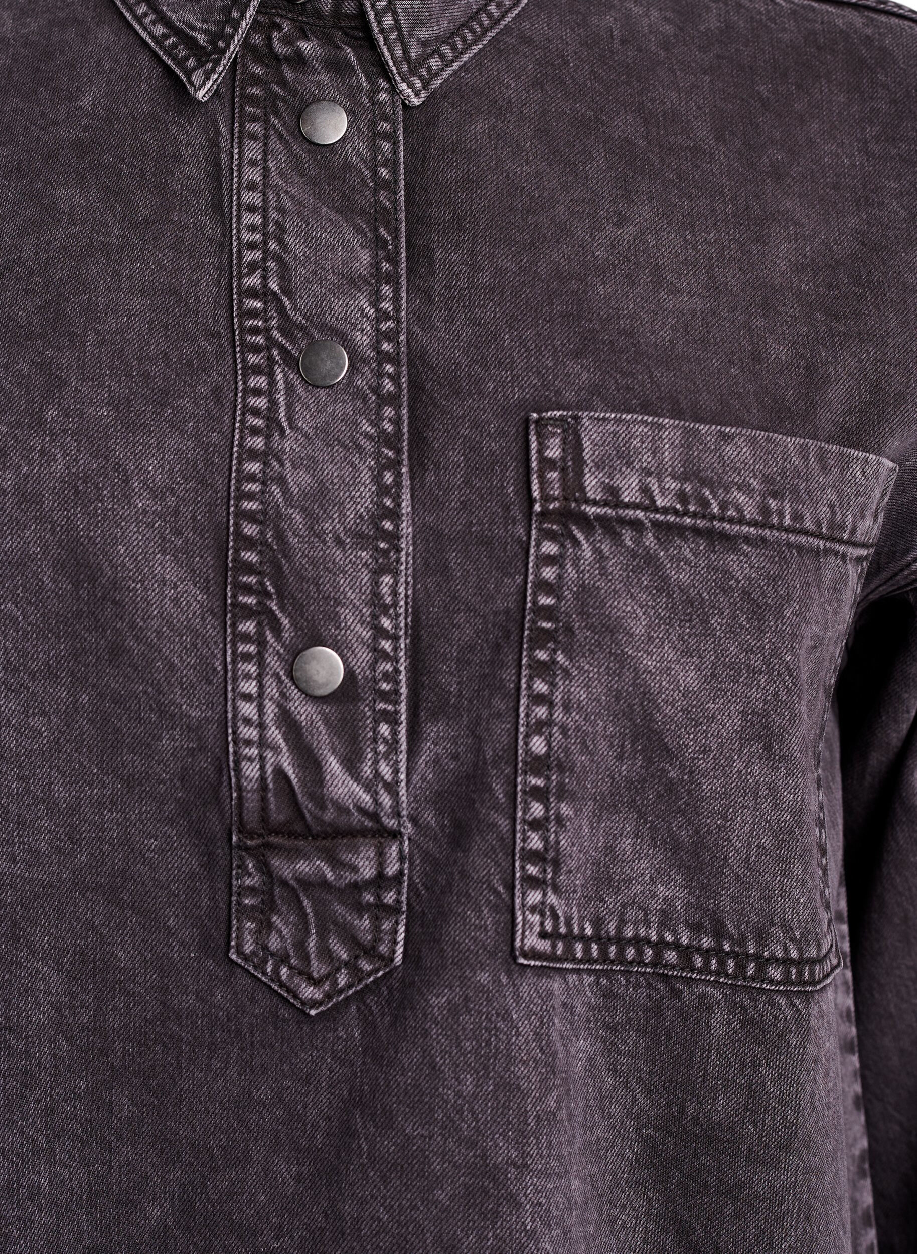 Zizzi Los denimshirt met 3/4-mouwen, Grijs, Packshot image number 2