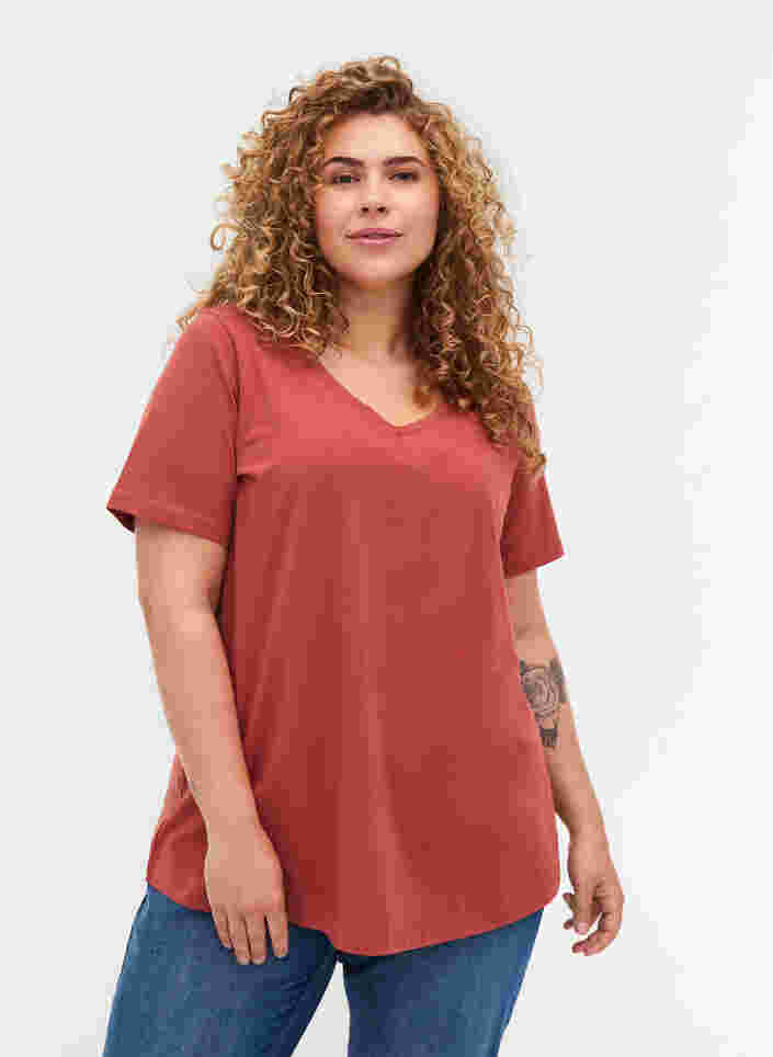 Basic t-shirt, Marsala, Model image number 0