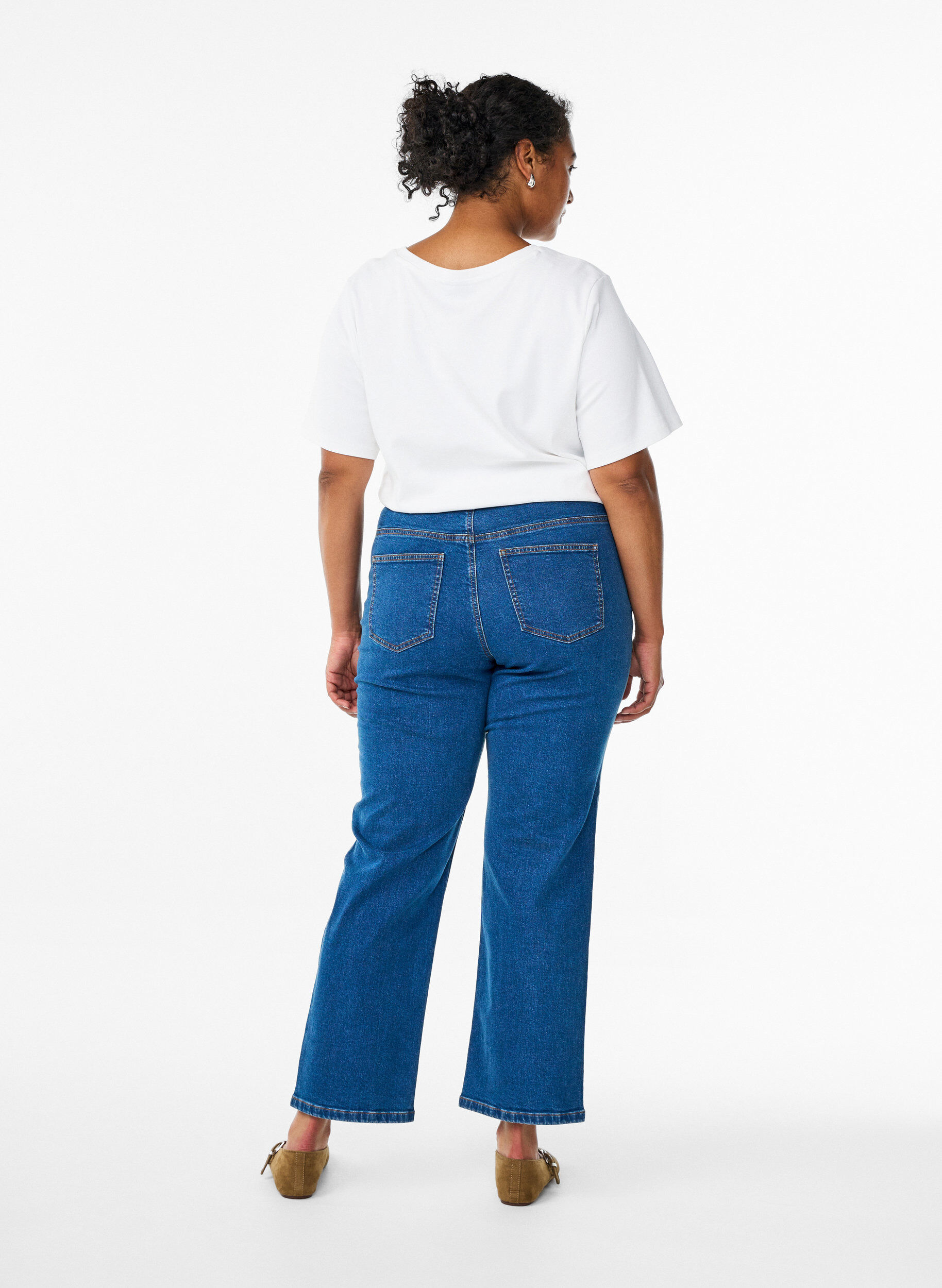 Zizzi High-waisted Gemma jeans met een regular fit, Blauw, Model image number 1