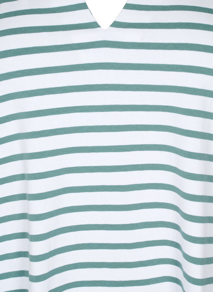Katoenen t-shirt met strepen en V-hals, B.White/SeaP.Stripes, Packshot image number 2
