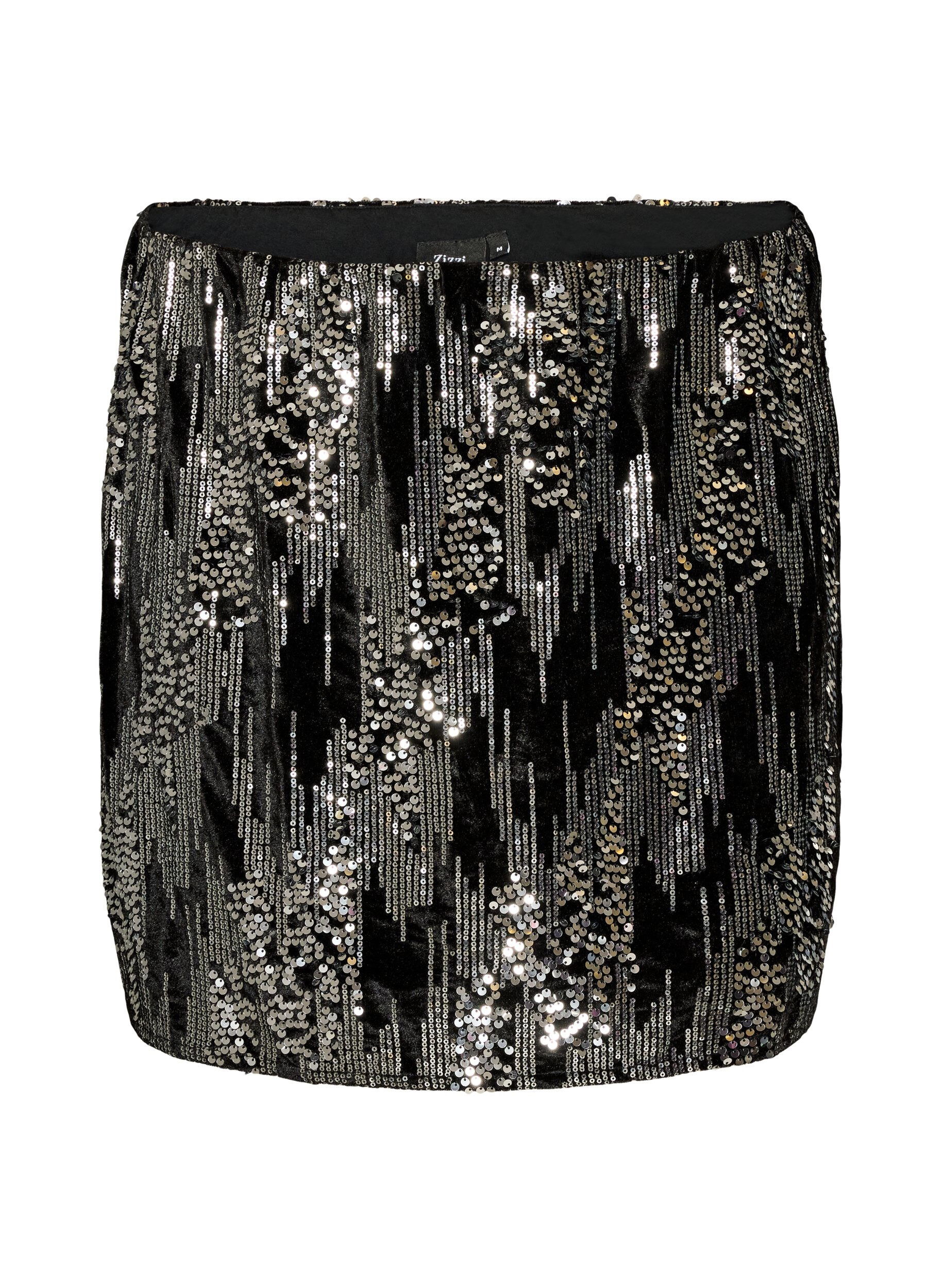 ZizziKorte rok met pailletten, Zwart, Packshot image number 0