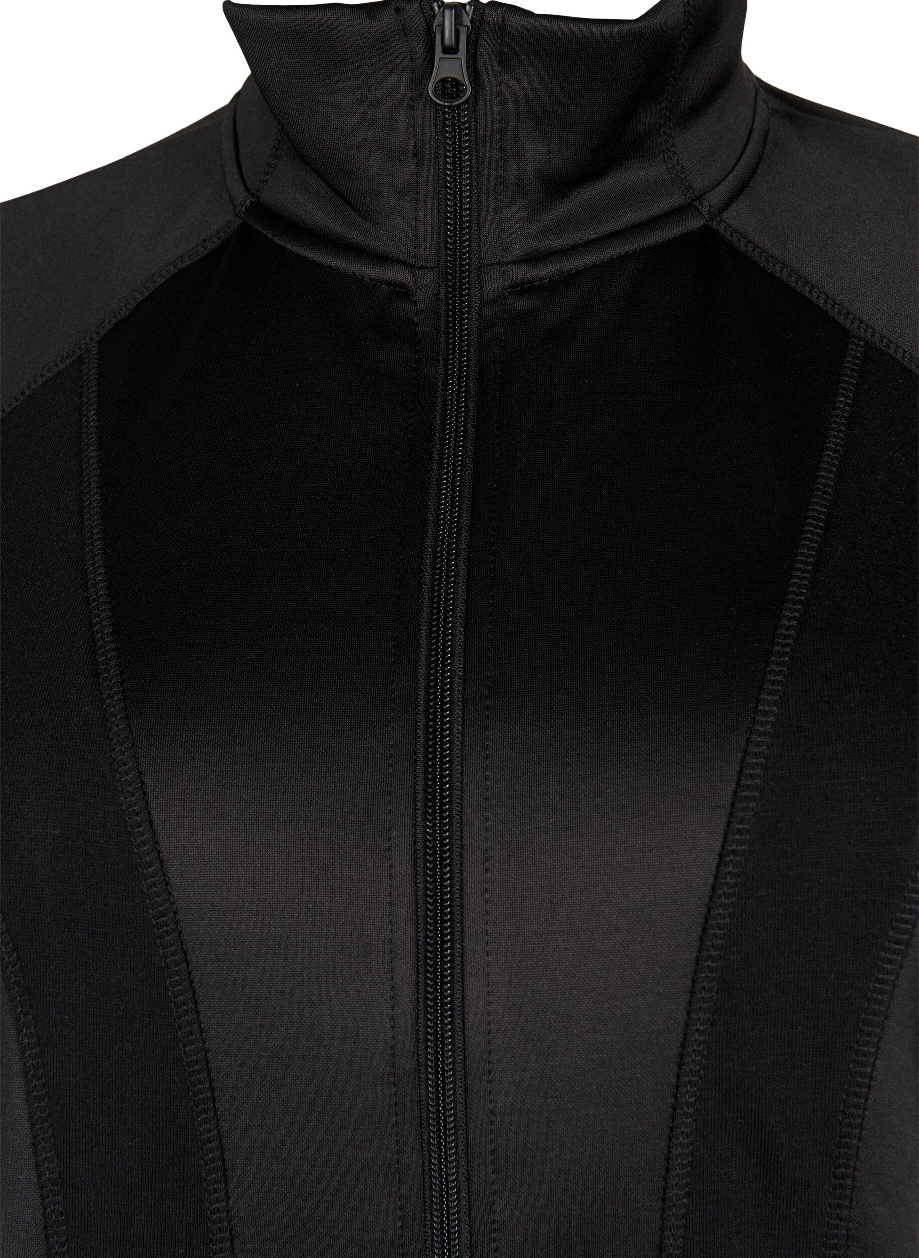 Zizzi Sportief vest met rits en hoge hals, Black, Packshot image number 2