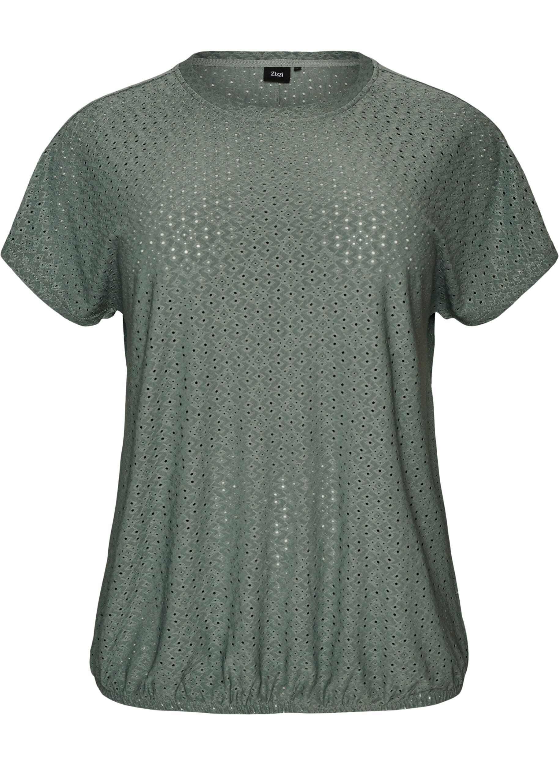 ZizziBlouse met oogjesborduurwerk en balloneffect, Groen, Packshot image number 0