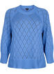 Gebreide blouse met lange mouwen en een gaatjespatroon, Blue Bonnet, Packshot image number 0