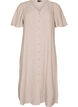 Midi jurk in linnen en viscose met ruchesmouwen, Beige, Packshot image number 0