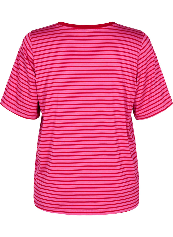 T-shirt met TENCEL™ Lyocell en strepen, Roze, Packshot image number 1