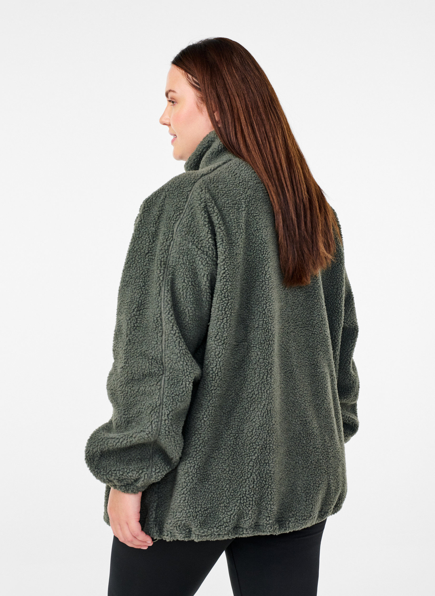Zizzi Fleece jas met zakken, Urban Chic, Model image number 1