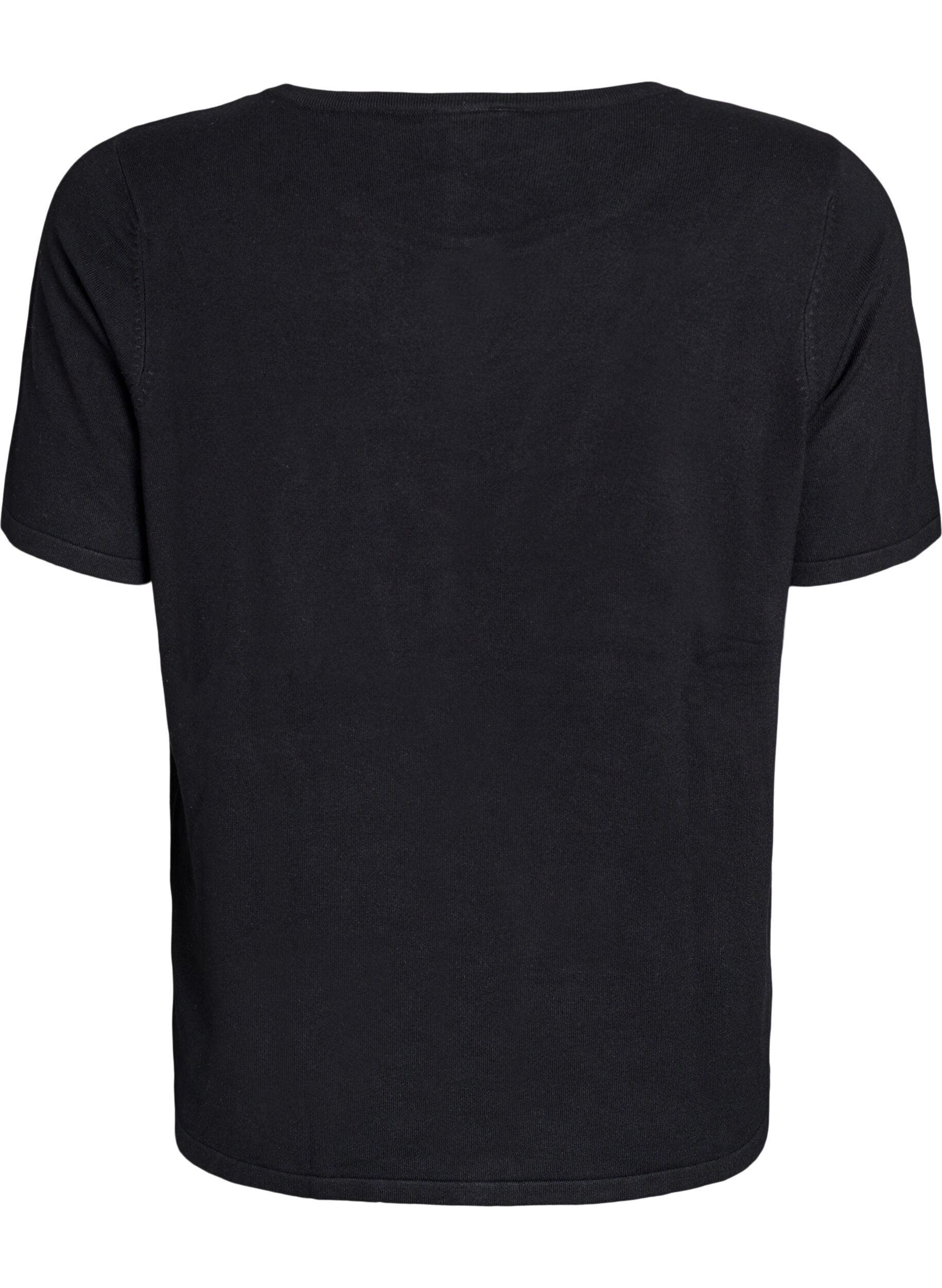 Zizzi Kort&auml;rmede gebreide vest van viscose, Zwart, Packshot image number 1