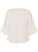 Blouse met textuur, V-hals en ruches, Vanille, Packshot image number 1