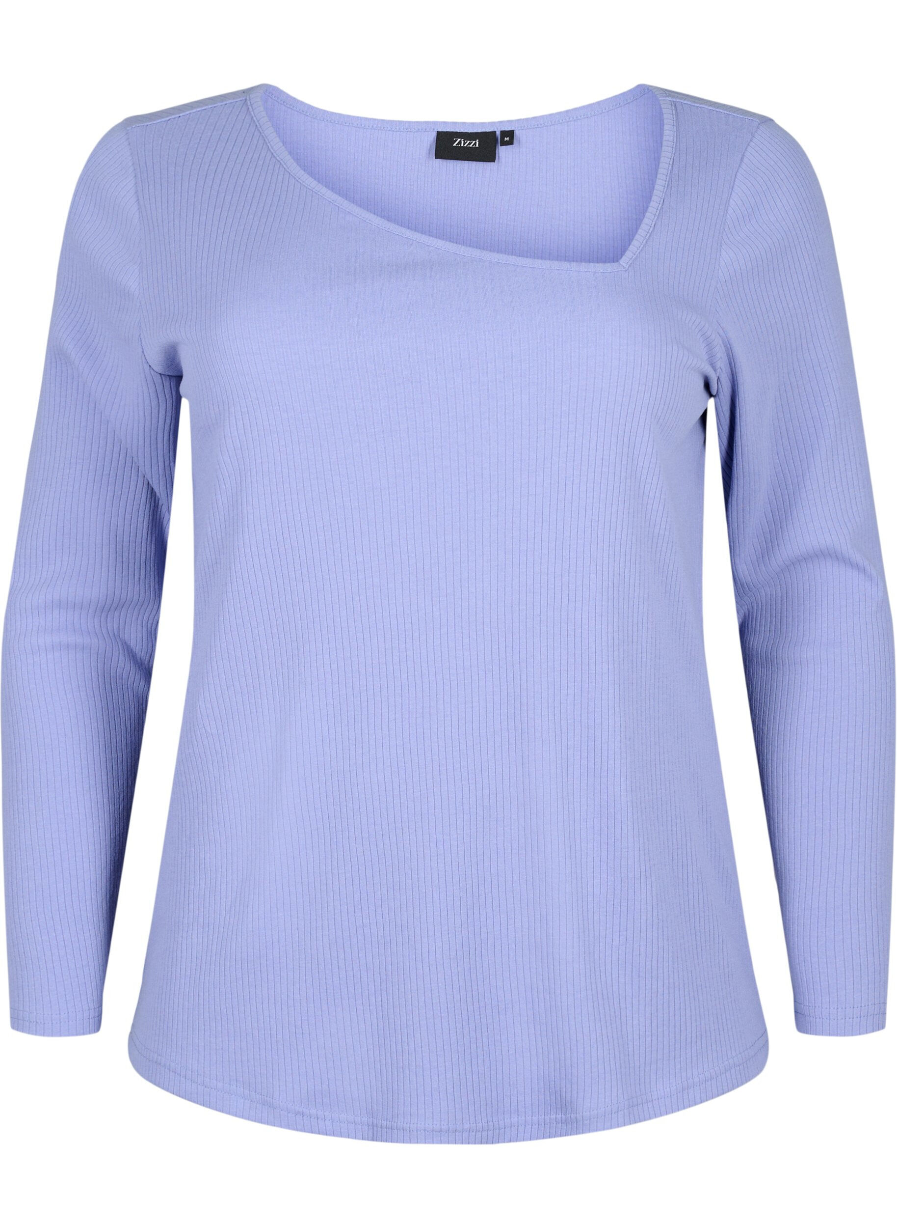 Zizzi Lange mouw t-shirt met asymmetrische snit, Lavender Violet, Packshot image number 0