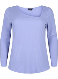 Lange mouw t-shirt met asymmetrische snit, Lavender Violet