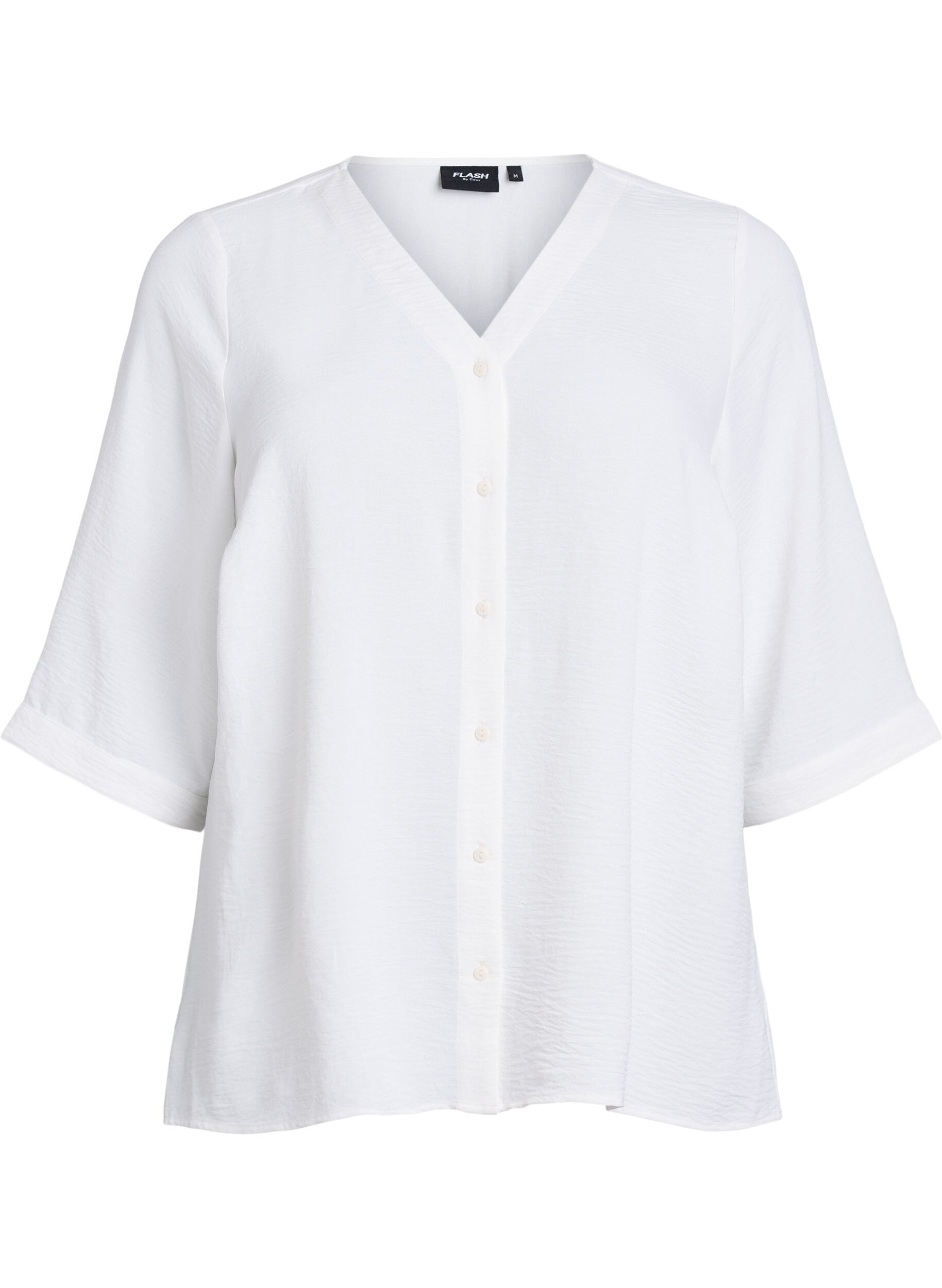 Shirtblouse met V-hals en 3/4 mouwen