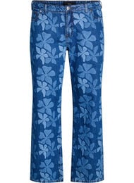 Myra jeans in bloemen denim met een Wide fit, Blauw