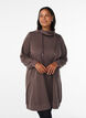 Kort sweatshirt jurk met hoge kraag en zakken, Bruin, Model image number 0
